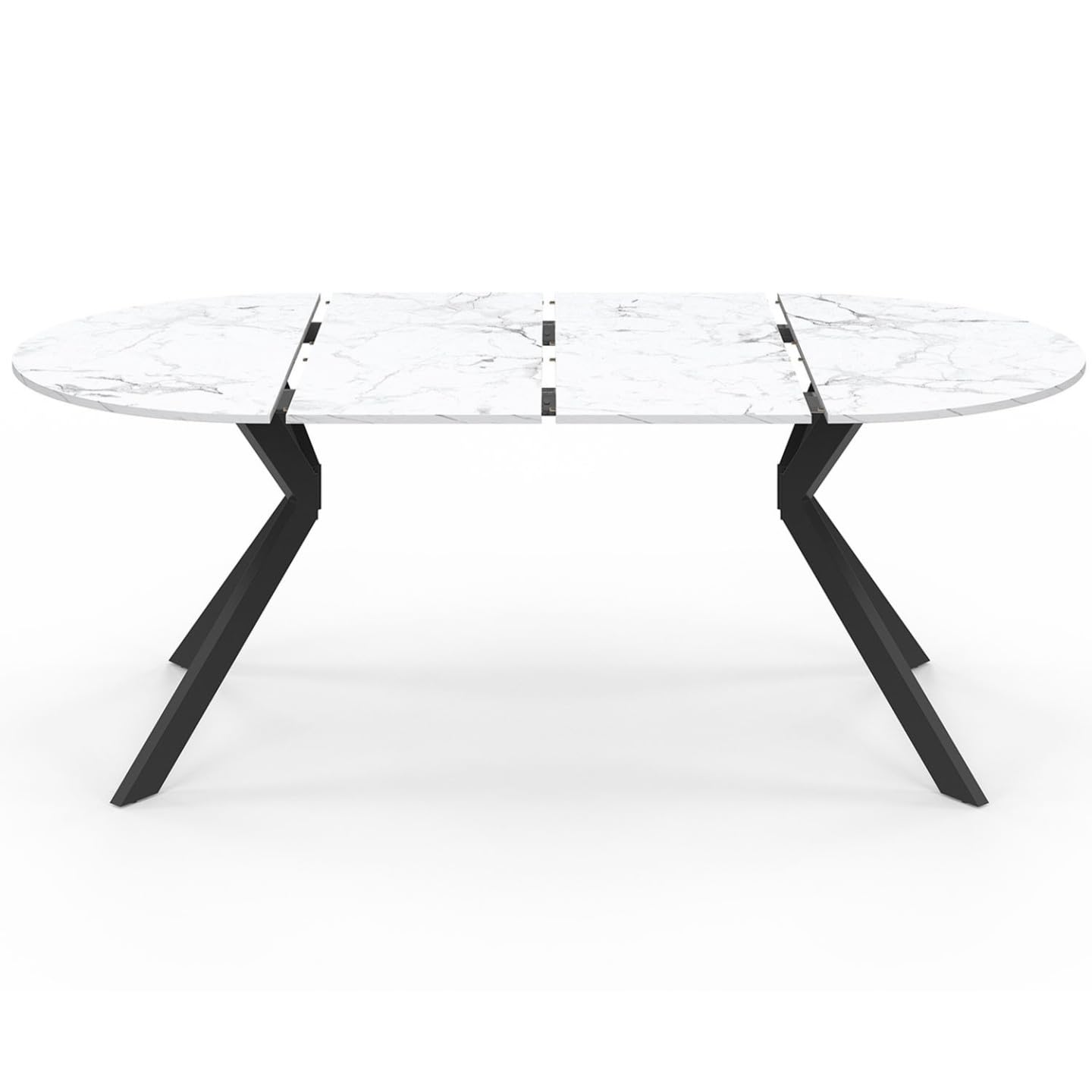 IDMarket - Table à Manger Extensible Ronde Alix 110-200 cm Effet marbre