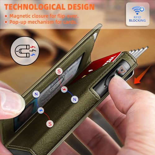 Image of BULLIANT Money Clip Wallet,Mens Gift Slim Wallet Credit Card Holder Airtag&Standard Use 9Cards-Metal Case in Magnetic Flip Shell