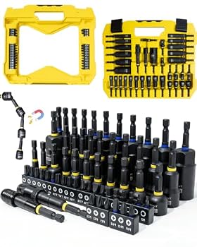 61PCS Impact Nut Driver Set - Metric & SAE Magnetic Deep Socket Adapters with 1/4" Quick Change Bit Extension S2 Steel Bits for Drill Pivoting Nutsetter Upgraded Box