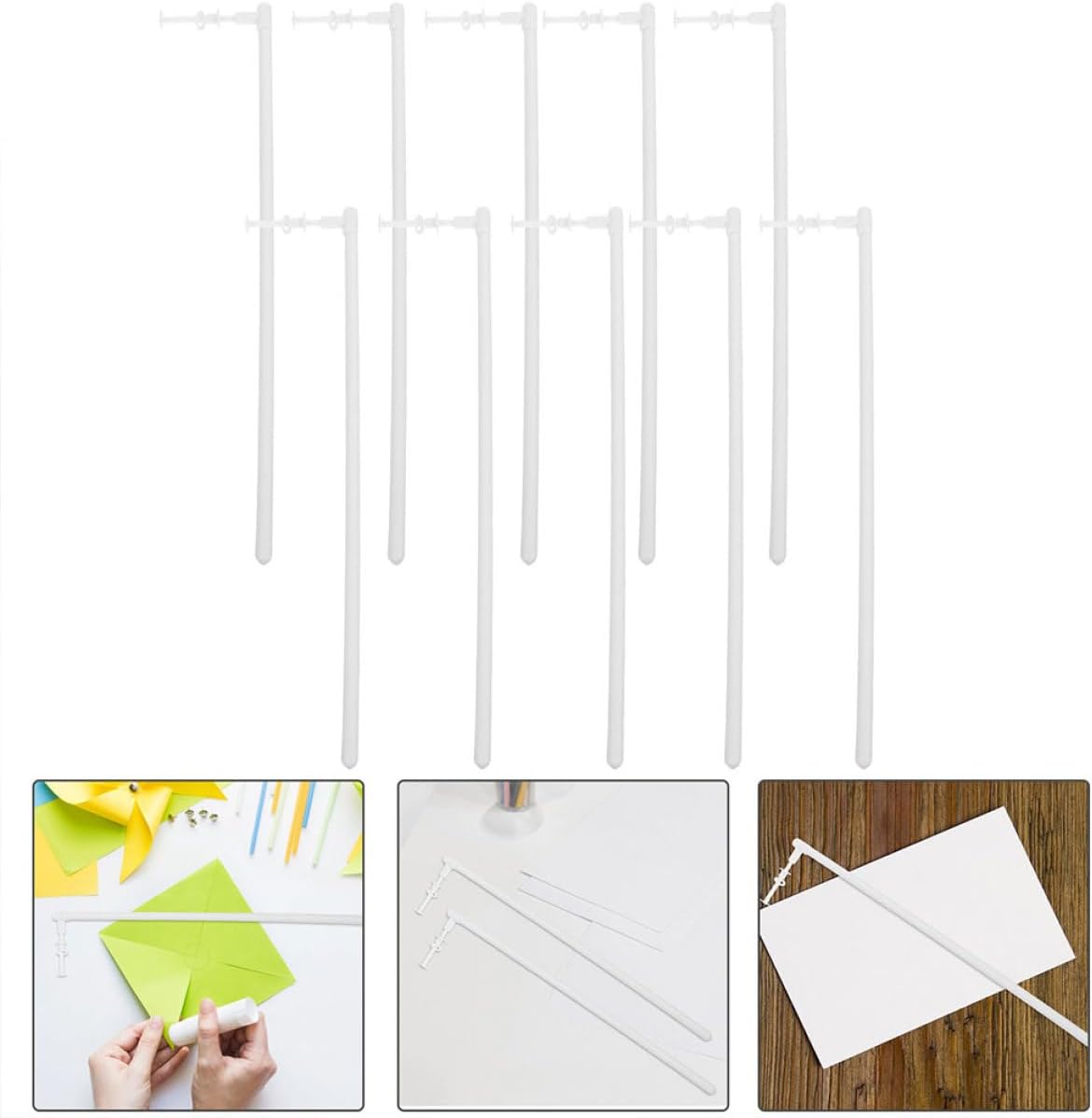 100pcs Sturdy Handheld Pinwheel Rods Plastic Windmill Making Accessories for Crafts for Garden Decor and Creative Projects