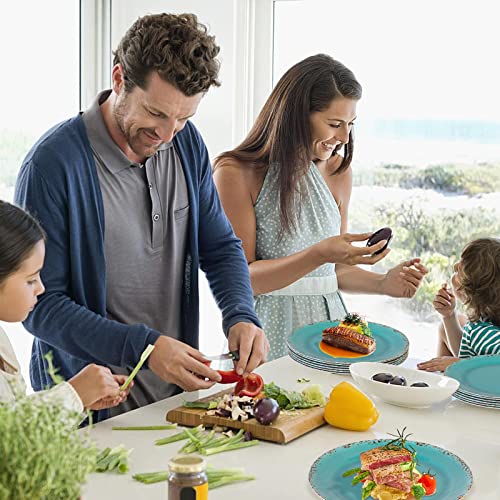 Lok-Osemile Gourmet Art Crackle 10 Inch Melamine Dinner Plates Set Of 6 Aquamarine Blue #TOP5
