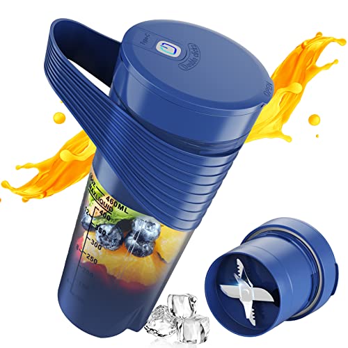 Xibonol Portable Blender, Blender for Shakes and Smoothies, 16 Oz Rechargeable Type-C Personal Blender, Mini Blender with Ultra Sharp Four Blades, Multifunctional and BPA Free Blender Bottle–Ideal for Traveling, Gym, Office (Blue) Xibonol Portable Blender, Blender for Shakes and Smoothies, 16 Oz Rechargeable Type-C Personal Blender, Mini Blender with Ultra Sharp Four Blades, Multifunctional and BPA Free Blender Bottle–Ideal for Traveling, Gym, Office (Blue)