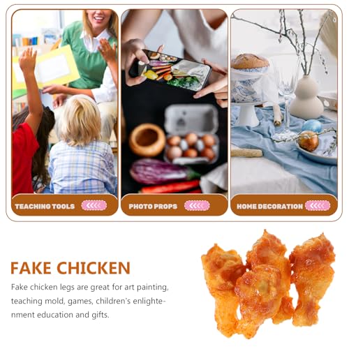 ifundom Realistisches Hähnchenschenkel Modell 4 Stück 7.80X4.50X3.50Cm Künstliches Huhn Gefälschtes Huhn Spielzeug Für Rollenspiele Küchen Deko Fotografie
