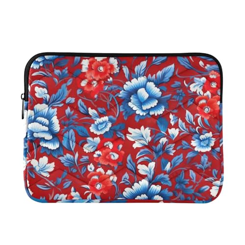 Funda para portátil 13-14 pulgadas con flores azules y rojas