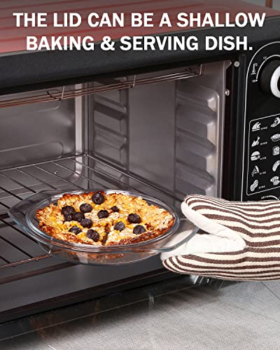 Zyer ROUND-1L Glass Casserole With Glass Lid Covered Glass Bakeware Ovenware Easy Grab Glass Microwave Bowls thumb #3