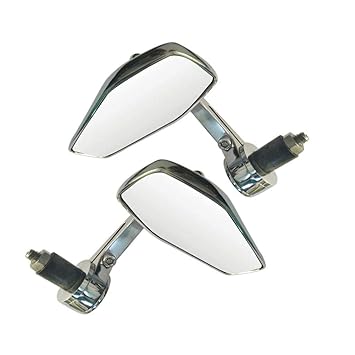 GOLSM Bike Handlebar Rear View Mirror Oval Shape End Adjustable Rotatable Handle bar Side Mirror Set of 2 PCs Chrome for Honda CB Twister