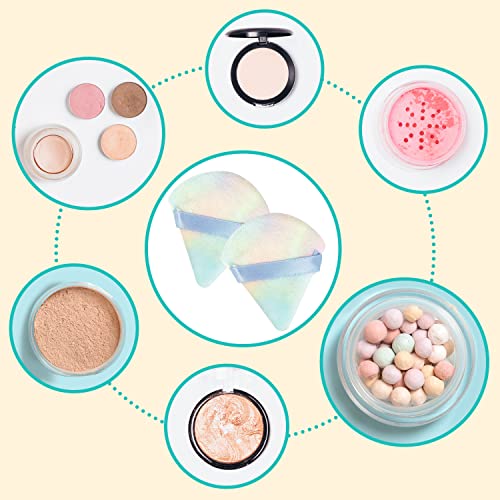 2er Dreieck Puderquaste, samtige Puderquaste Einstellung Puderquaste Make-up Puff mit losem Puder Gesicht Puderquaste für gepresstes Puder unter dem Augen Make-up (mehrfarbig)