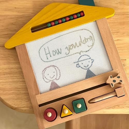XVVX木製の消去可能な落書きボード、落書き磁気絵画玩具手描きボード、女の子と男の子の子供に適した磁気木製レトロ描画ボード楽しい落書き描画ボードホームライティングボード描画ボード (レトロな画板)