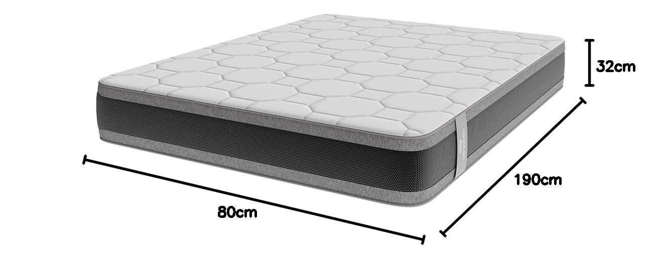 Cecotec Colchón Viscoelástico ViscoSense Flow PureVital 5900 80x190. Multicapa, Altura 32 cm, Firmeza Alta, Núcleo FoamVital+, Doble Cara Dual System para Invierno y Verano