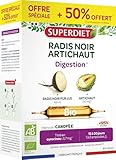 SUPERDIET - RADIS NOIR - ARTICHAUT BIO - Transit & Digestion Facile - Fabrication France - Format économique - 30 ampoules de 10ml