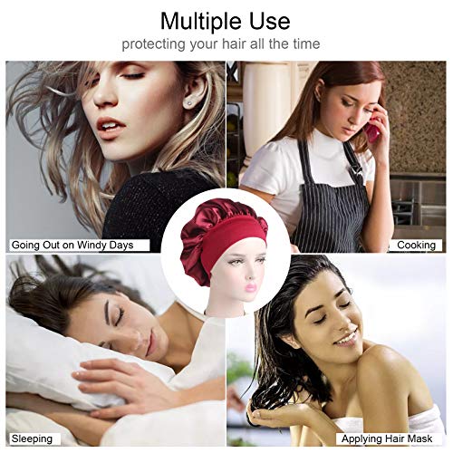 SZXMDKH Large Silky Satin Bonnet with Wide Elastic Band - Image 4