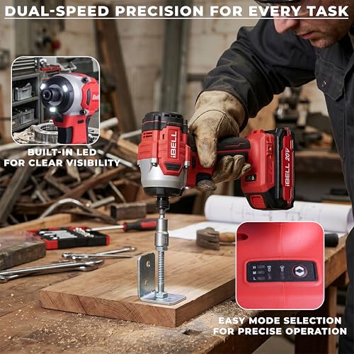 Image of IBELL IBL BD20-22 20V Brushless Cordless Impact Screwdriver | 220Nm High Torque | 3-Speed Control | 2 Mode Impact Driver | 1 /4 inch Hex Chuck | Professional Power Tool | 12 Months Warranty