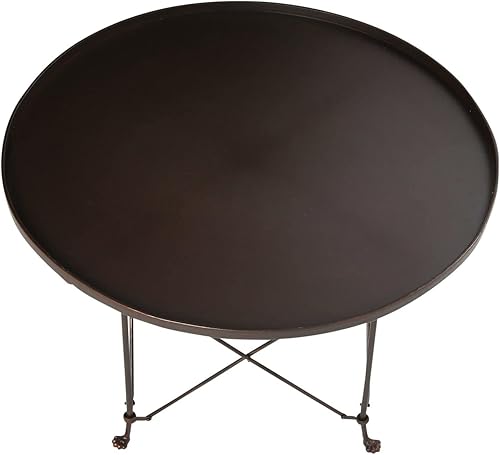 Miniatura 5 de Creative Co-Op Mesa de centro redonda de metal estilo bandeja