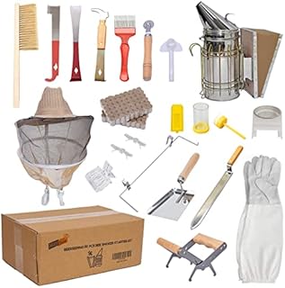Beekeeping Supplies Bee Keeper Starting Kit 22 Pcs Beekeeping Tool Kit Bee Smoker Kit Including Beehive Tools,Uncapping Tool and Beekeeping Veil