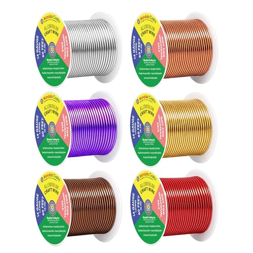 Image of Mandala Crafts 14 GA Purple Brown Red Assorted Anodized Aluminum Craft Wire | 330 FT, Colored, Flexible, Bendable for Bonsai Armature Sculpting Wire Wrapping Jewelry Making, Weather & Tarnish Resistant