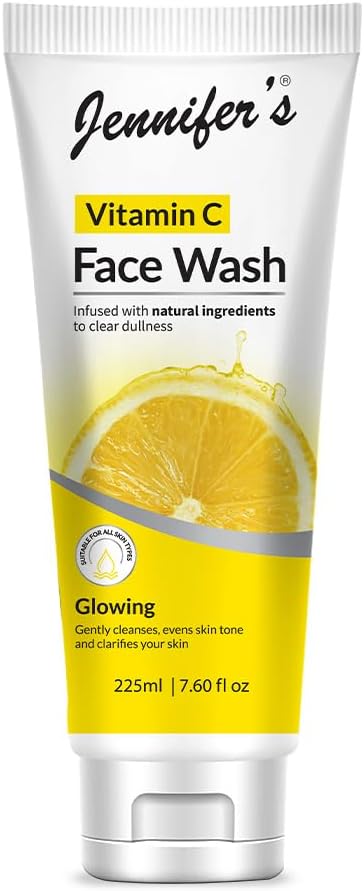 Jennifer's Face Wash Vitamin C Lemon 225 ML - Infused with natural extracts for clear dullness,Glowing,Gently Cleanses,evens skin tone and clarifies your skin,all skin type