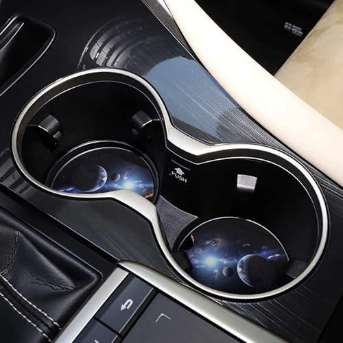 Portavasos de madera para carro con diseño Tierra y Luna, 2 unidades miniatura 7