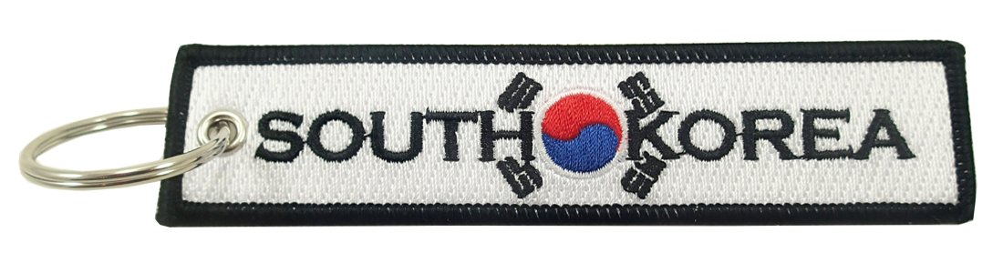 Luso Aviation South Korea Flag Key Chain, 100% Embroidered