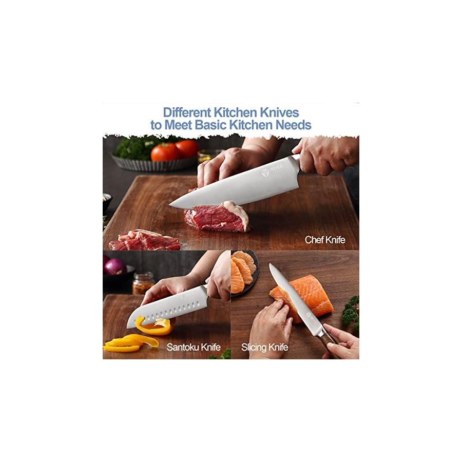 IBEIKE 7-Piece Kitchen Knife Set, Professional Japanese Kitchen Knives, High Carbon Stainless Steel Sharp Blades with Well Balanced and Ergonomic Wood Handle for Chef Knife Set