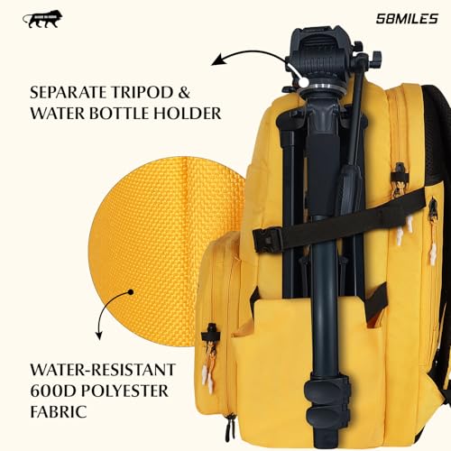 Image of Camera Bag for DSLR & Mirrorless - Professional Travel Camera Backpack - Includes Anti-Theft Zipper, Laptop Compartment, Rain Cover, Shockproof Custom Dividers, Drone, Tripod Holder - Yellow