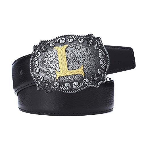 Image of HUABOLA CALYN Belt Buckle Men, Western Cowboy Rodeo Small Alphabet Letter ABCDMRJ to Z Initial Belt Buckles for Women