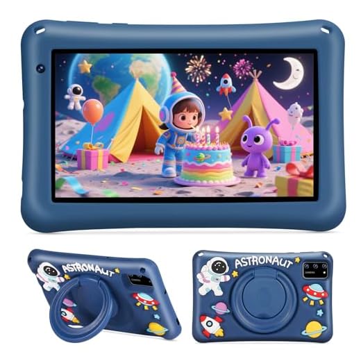 BRILLAR Tablette Enfant 7 Pouces Android 13,8Go RAM + 64Go ROM (Extensible 256Go),Octa-Core,5800mAh,Certifié Google (Bleu)