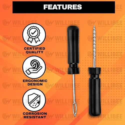 Image of WILLIBEE 8-in-1 (Pack of 10 Strips) Tubeless Tyre Puncture Repair Kit for Bike & Car | Heavy-Duty Puncher Kit (Includes Storage Bag) | Emergency Tyre Fix Tool Set