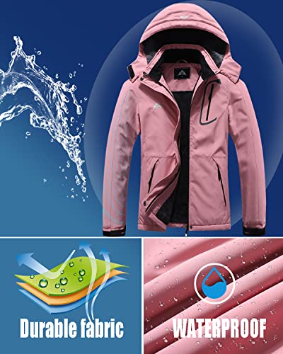 Image of MOERDENG Women's Waterproof Ski Jacket Warm Winter Coat Outdoor Windbreaker Hiking Snowboarding Jacket