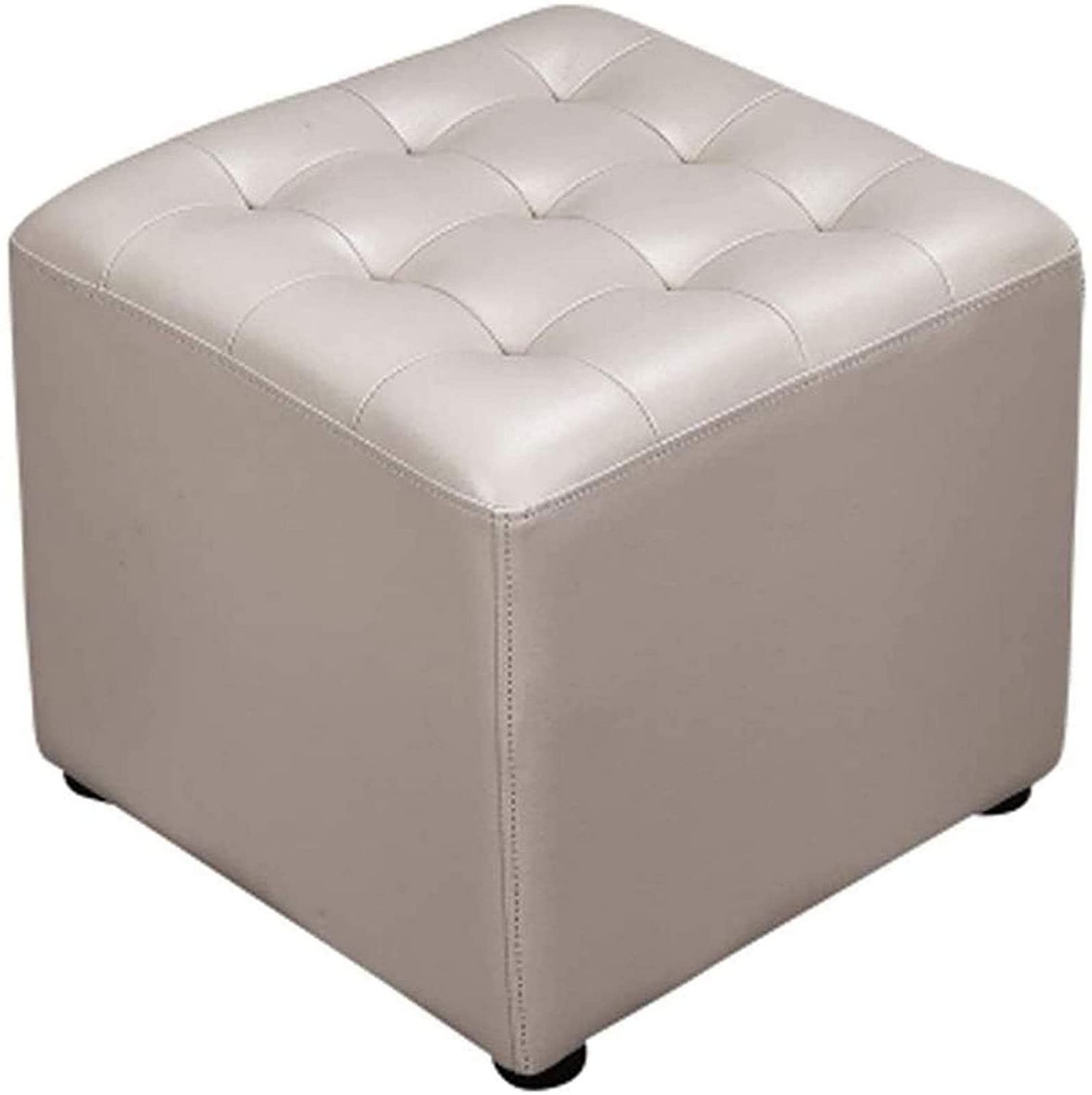 Repose-Pieds Pouf en Similicuir Rectangulaire et Tabouret Rembourré avec Pieds en Bois pour Salon