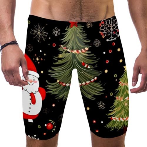 Bañador de pierna cuadrada navideño para hombre, corte hidrodinámico para entrenamiento