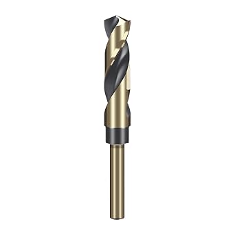 14.5mm Reduced Shank Twist Drill Bit with 10mm Round Shank for Stainless Steel Aluminum Alloy Metal Copper Plastic Wood, Made of High Speed Steel 4341