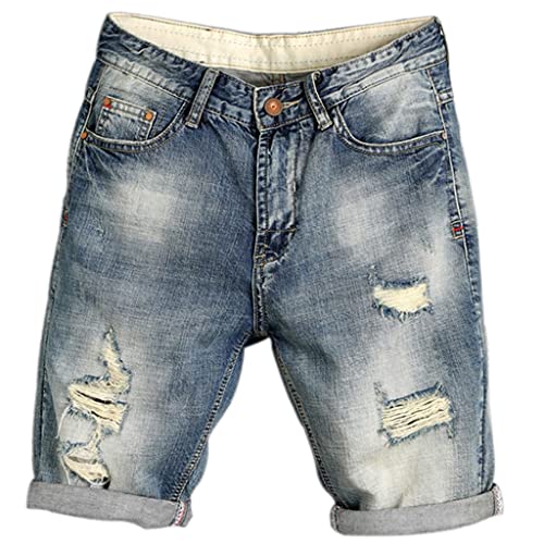 Short en jean troué homme CLSDRZC bermuda denim d'été léger style streetwear