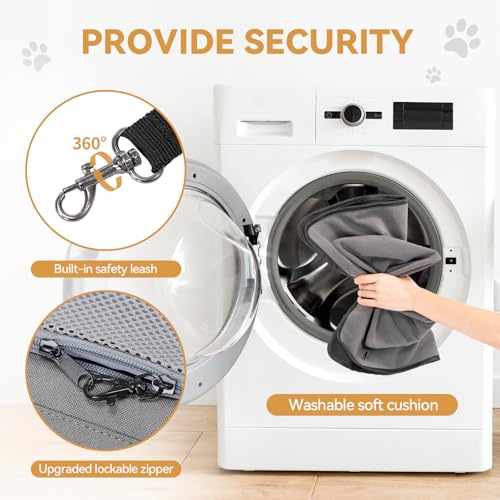 Petsfit Hundetasche Flugzeug 55x40x23 & Flugtasche Hund | Transportbox Katze | Transporttasche Hund Katzen | Sicherer Transport in Auto, Flugzeug und Bahn,mit 2 Platzierung-Methode, L//Grau