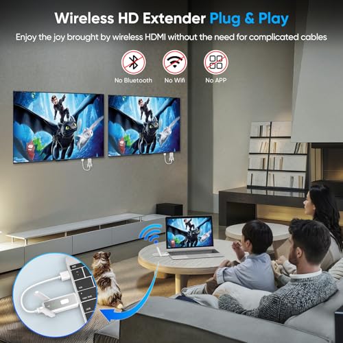 image for KVZOO Wireless HDMI Transmitter and 2 Receivers, 500 FT/150M, 2.4G+5G 