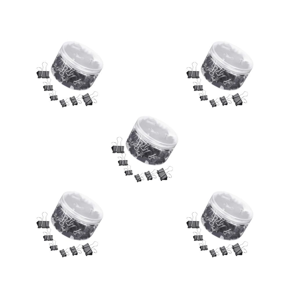 5 set da 150 clip per forniture per ufficio, resistenti all'usura, per rilegatura di documenti, in metallo, per documenti domestici, colore nero