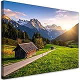 Couleurs intenses - tableau de dimensions 90x60 cm avec un motif de Chalet dans les montagnes paysage apporte un vent de fraîcheur dans ton intérieur. Les côtés imprimés ajoutent de l'élégance et créent un effet visuel harmonieux.
