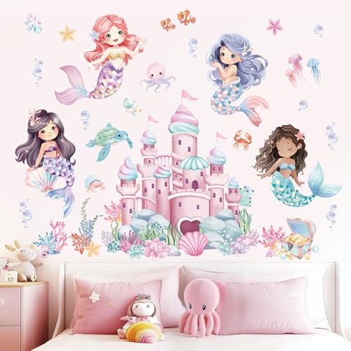 Vinilos decorativos wondever Under The Sea Mermaid Castle