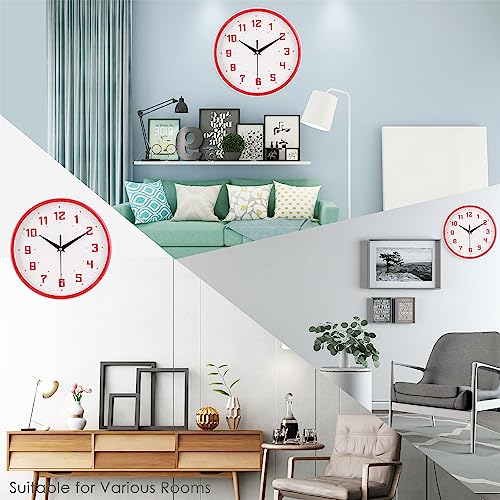 Horloge murale Topkey 23cm rouge silencieuse au design moderne