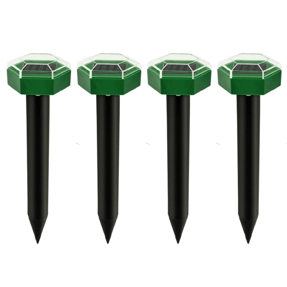 Répulsif Anti-taupes Solaire à Ultrasons - 4 Pièces, étanche, Pour Jardin, Pelouse, Potager