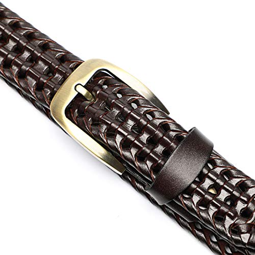 Men's Genuine Leather Braided Belt, Buckle Fashion Woven Strap4