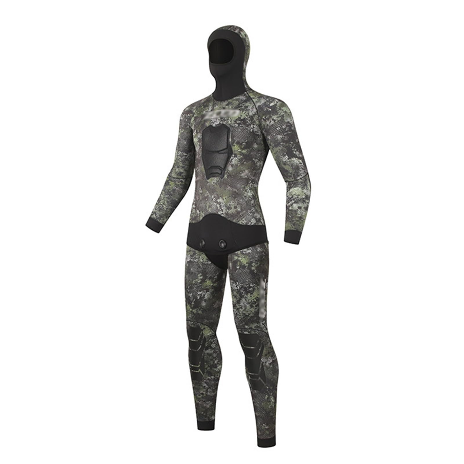 Muta Mimetica Da 3,5 Mm Con Cappuccio 2 Pezzi A Maniche Lunghe Set Da Caccia E Immersione Con Protezione Pettorale Per Immersioni In Acque Fredde