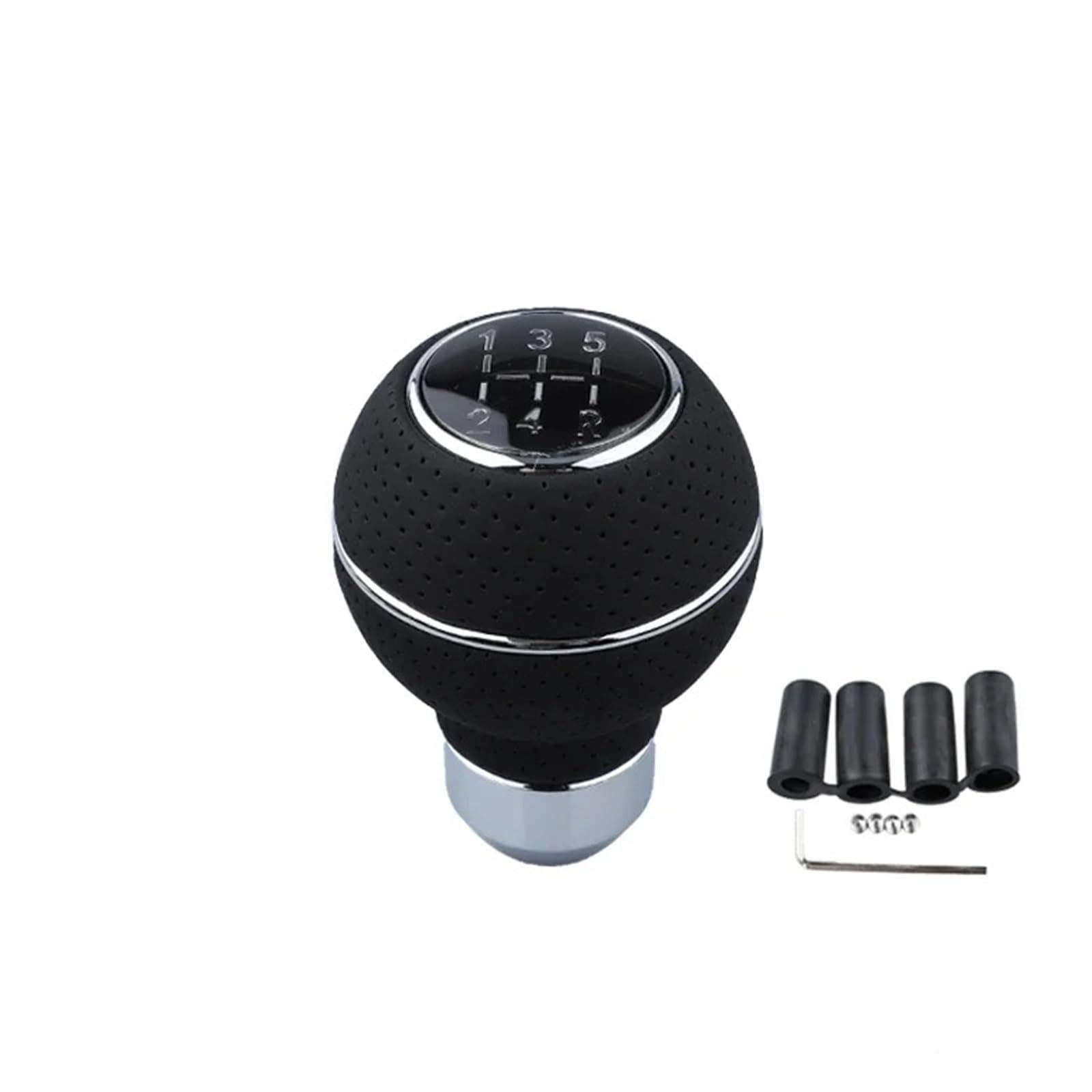 Jxewmtmc Silver 5 Speed Shift Knob Gear Stick Leather Shifter Lever Shifting Transmission Gear Stick Shift Cover(Silver)
