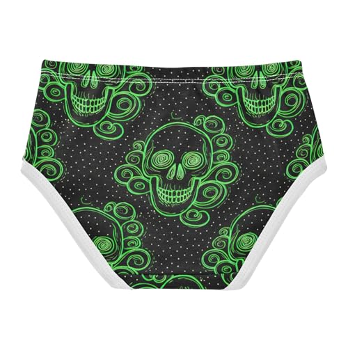 Bright Toddlers Underwear Floral 2t Cotton Girl Panties Cute Bright Green Skulls Black Briefs Girls Undies2