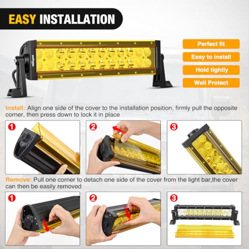 Image of Nilight 13.5 Inch Spot Flood Combo LED Light Bar Yellow Cover