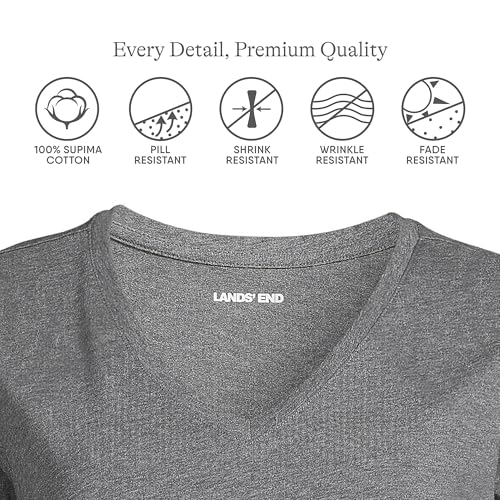 Image of Lands' End Women's Supima V-Neck T-Shirt | American-Grown Supima Cotton, Relaxed Fit, Straight Hem, Tagless, Layering, Petite and Plus Sizes