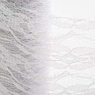 15cm x 10 Metres White Vintage Lace Fabric Tulle on Roll - Wedding Venue Tulle for Chair Sash Ties, Wedding Arches, Pew End Bows, Table Runners, Florist Wrap, Gift Wrap