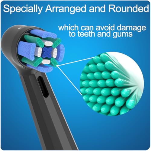 Image of 8 Pack Replacement Toothbrush Heads Compatible with Oral B iO, Brush Heads for Oral-B iO 2 /3 /4 /5 /6 /7 /8 /9 /10 /7G Series, with Covers, Black