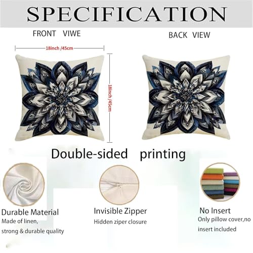 Housse coussin 80x80cm imperméable bleu foncé double face - 5