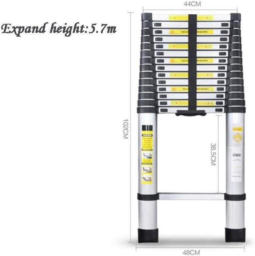 Telescoping Ladder Extension Ladders Step Ladders Aluminum Telescopic Ladder, with One-Button Extension Straight Ladders Multi-Purpose Portable for Engineering 150Kg Capacity