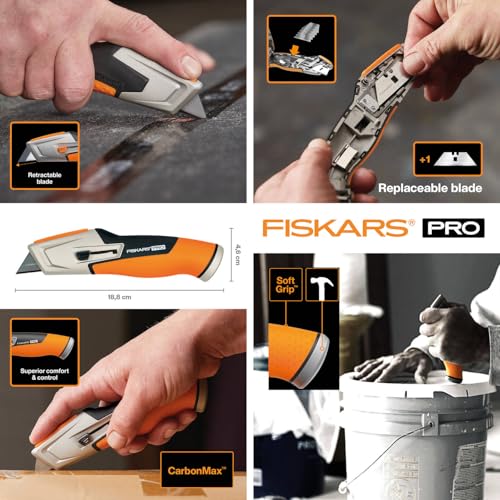 Cutter à lame rétractable FISKARS CarbonMax Sécurité optimale Lames durables Changement rapide - vue 4